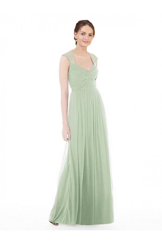 Salbeigrün A-Linien Chiffon Lange Brautjungfernkleider Fabrik