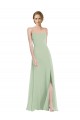 Salbeigrün A-Linien Scoop Chiffon Lange Brautjungfernkleider Fabrik