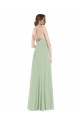 Salbeigrün A-Linien Scoop Chiffon Lange Brautjungfernkleider Fabrik
