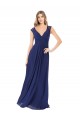 Saphir A-Linien V-Ausschnitt Chiffon Lange Brautjungfernkleider Fabrik
