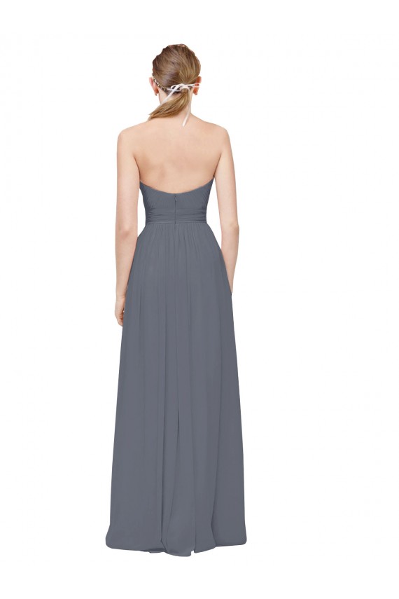Schiefergrau A-Linien Chiffon Lange Brautjungfernkleider Fabrik