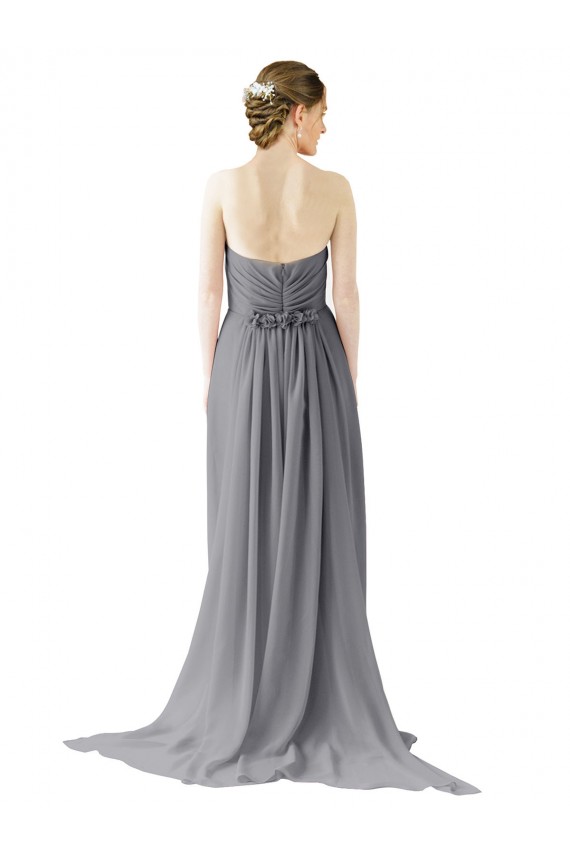 Schiefergrau A-Linien Chiffon Lange Brautjungfernkleider Fabrik