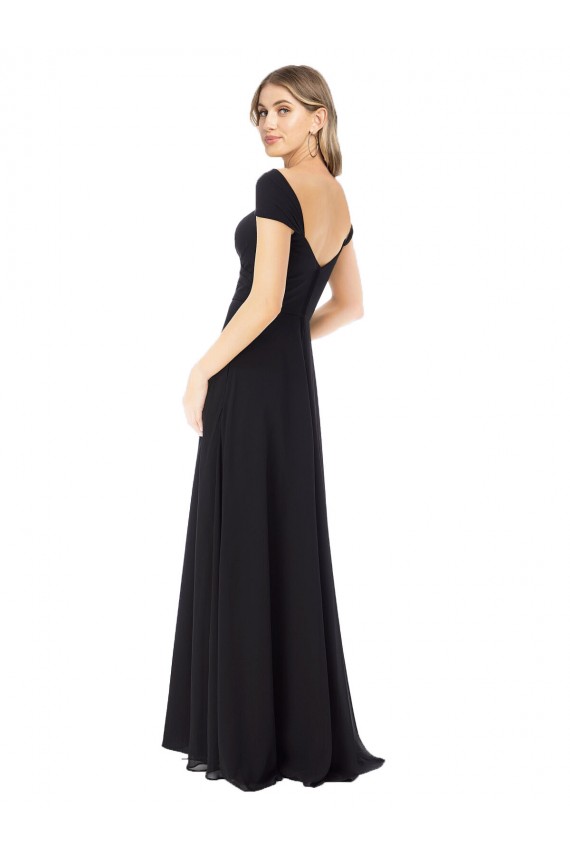 Schwarz A-Linien Chiffon Lange Brautjungfernkleider Fabrik