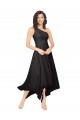 Schwarz A-Linien Eine-Schulter Trägerlos Midi Chiffon Kurze Brautjungfernkleider / Cocktailkleider / Heimkehr Kleider Fabrik