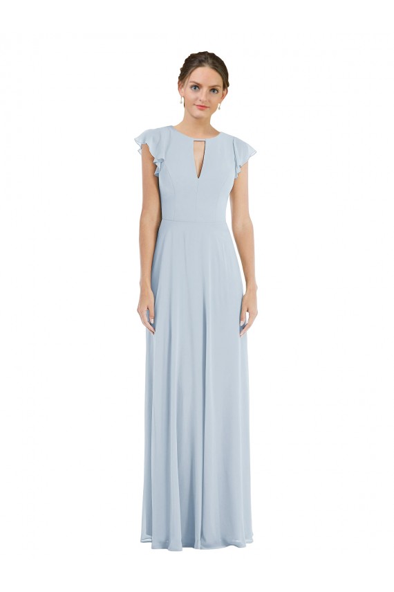 Seeglas A-Linien Chiffon Lange Formale Brautjungfernkleider / Abendkleider Fabrik