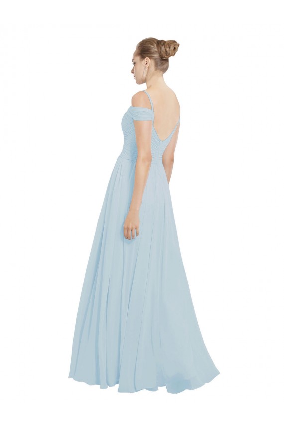 Seeglas A-Linien Off-Schulter Chiffon Lange Brautjungfernkleider Fabrik