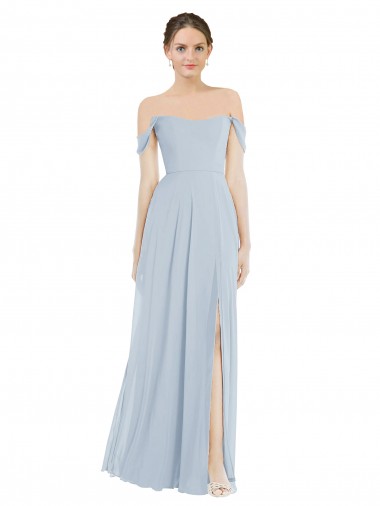Seeglas A-Linien Off-Schulter Chiffon Lange Brautjungfernkleider Fabrik