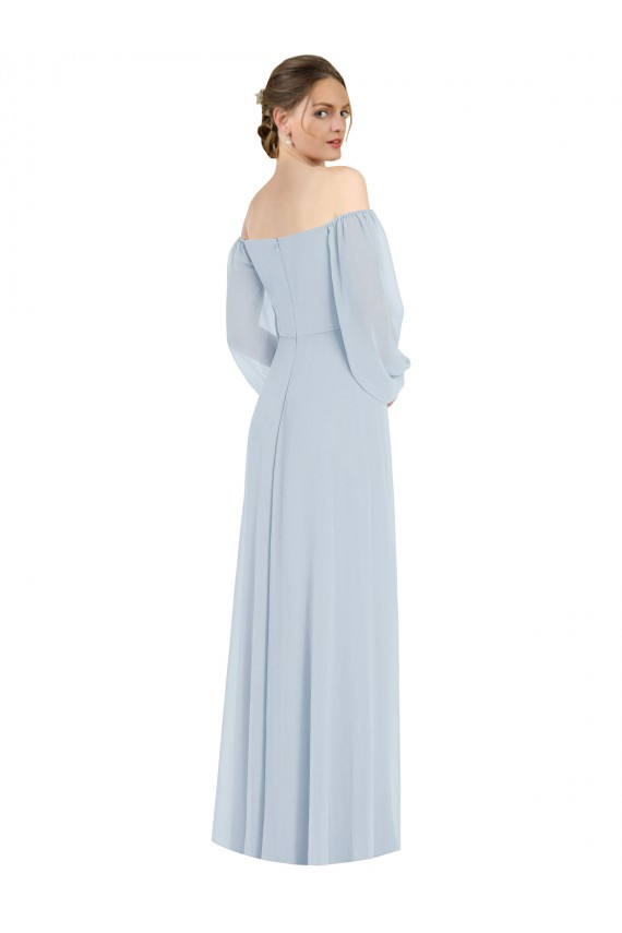 Seeglas A-Linien Off-Schulter Chiffon Lange Formale Brautjungfernkleider / Abendkleider Fabrik