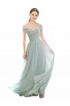 Seeglas A-Linien Off-Schulter Chiffon Spitze Lange Brautjungfernkleider Fabrik