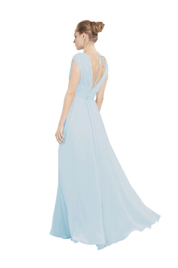 Seeglas A-Linien V-Ausschnitt Chiffon Lange Brautjungfernkleider Fabrik