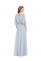 Seeglas A-Linien V-Ausschnitt Chiffon Lange Brautjungfernkleider Fabrik