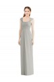 Silber A-Linien Chiffon Lange Brautjungfernkleider Fabrik