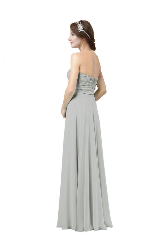 Silber A-Linien Chiffon Lange Brautjungfernkleider Fabrik