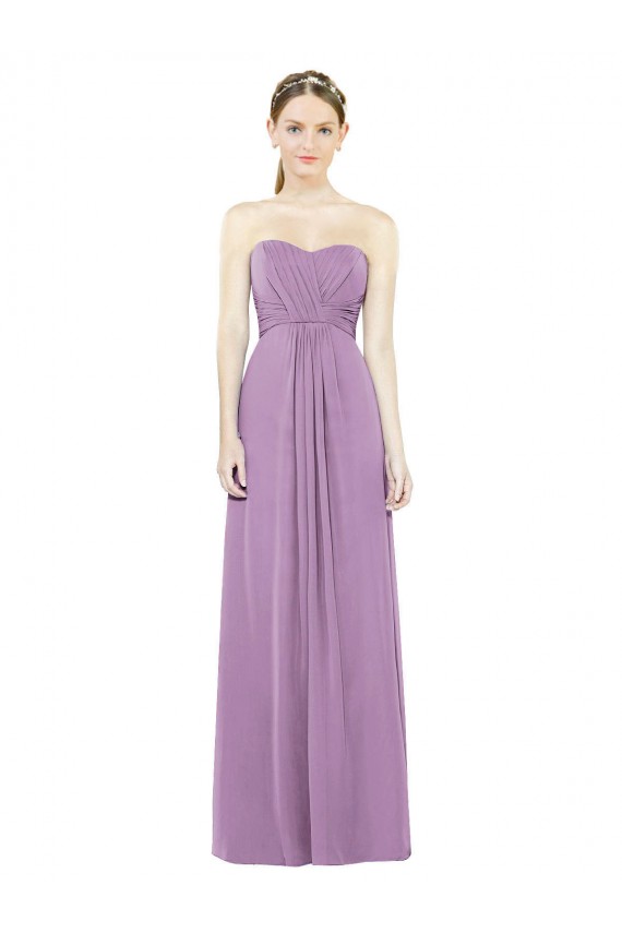 Staubiger Lavendel A-Linien Chiffon Lange Brautjungfernkleider Fabrik