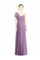Staubiger Lavendel A-Linien Eine-Schulter Chiffon Lange Brautjungfernkleider Fabrik