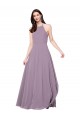 Staubiger Lavendel A-Linien Neckholder Chiffon Lange Brautjungfernkleider Fabrik