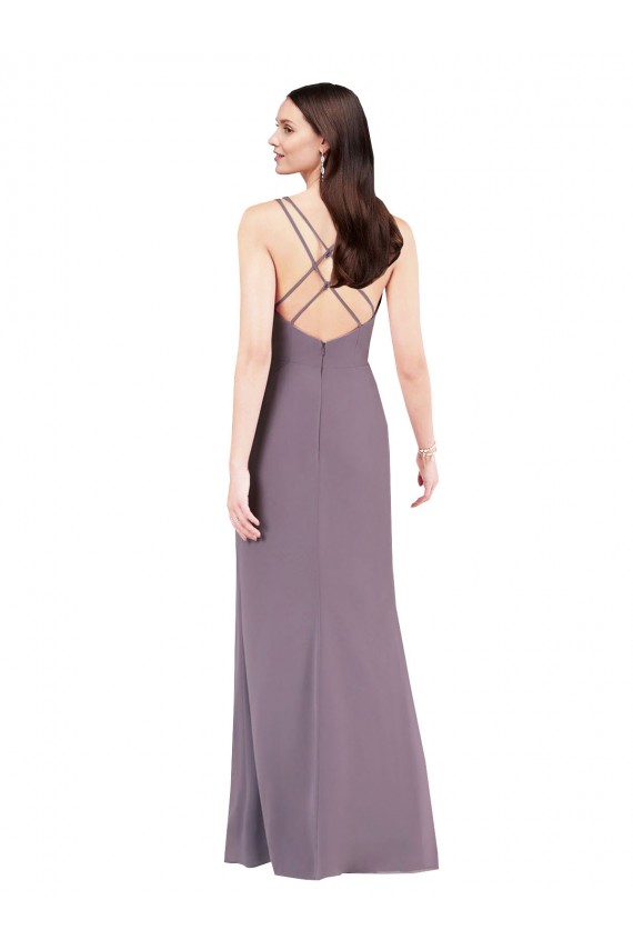 Staubiger Lavendel Etui Chiffon Lange Formale Brautjungfernkleider / Abendkleider Fabrik