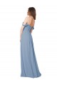 Staubiges Blau A-Linien Chiffon Lange Brautjungfernkleider Fabrik