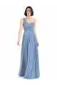 Staubiges Blau A-Linien Eine-Schulter Chiffon Lange Brautjungfernkleider Fabrik
