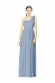Staubiges Blau A-Linien Eine-Schulter Chiffon Lange Brautjungfernkleider Fabrik