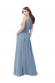 Staubiges Blau A-Linien Neckholder Stehkragen Ausschnitt Chiffon Lange Brautjungfernkleider Fabrik