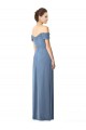 Staubiges Blau A-Linien Off-Schulter Chiffon Lange Brautjungfernkleider Fabrik