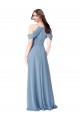 Staubiges Blau A-Linien Off-Schulter Chiffon Lange Brautjungfernkleider Fabrik