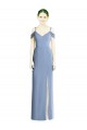 Staubiges Blau A-Linien Off-Schulter Chiffon Lange Formale Brautjungfernkleider / Abendkleider Fabrik