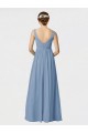 Staubiges Blau A-Linien Spaghetti-Träger Chiffon Lange Brautjungfernkleider Fabrik