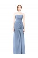 Staubiges Blau A-Linien Trägerlos Chiffon Lange Brautjungfernkleider Fabrik