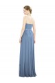 Staubiges Blau A-Linien Trägerlos Chiffon Lange Brautjungfernkleider Fabrik