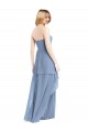 Staubiges Blau A-Linien Trägerlos Chiffon Lange Brautjungfernkleider Fabrik