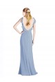Staubiges Blau A-Linien V-Ausschnitt Chiffon Lange Brautjungfernkleider Fabrik