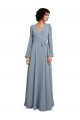 Staubiges Blau A-Linien V-Ausschnitt Chiffon Lange Brautjungfernkleider Fabrik