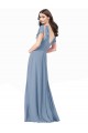 Staubiges Blau A-Linien V-Ausschnitt Chiffon Lange Brautjungfernkleider / Abiballkleider Fabrik