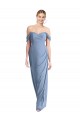Staubiges Blau Meerjungfrau Off-Schulter Chiffon Lange Brautjungfernkleider Fabrik