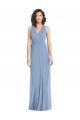 Staubiges Blau Trompete Neckholder V-Ausschnitt Chiffon Lange Formale Brautjungfernkleider / Abendkleider Fabrik