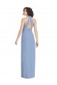 Staubiges Blau Trompete Neckholder V-Ausschnitt Chiffon Lange Formale Brautjungfernkleider / Abendkleider Fabrik