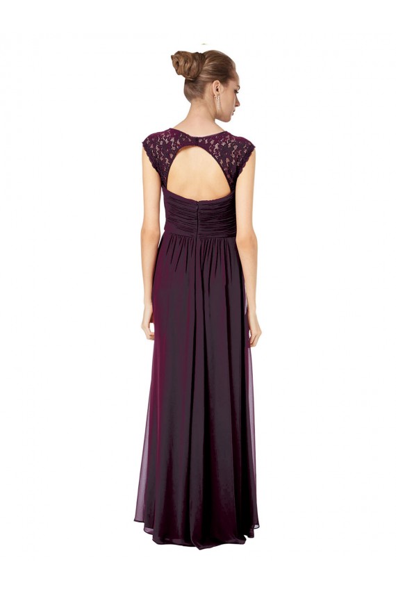 Traube A-Linien Chiffon Spitze Lange Brautjungfernkleider Fabrik