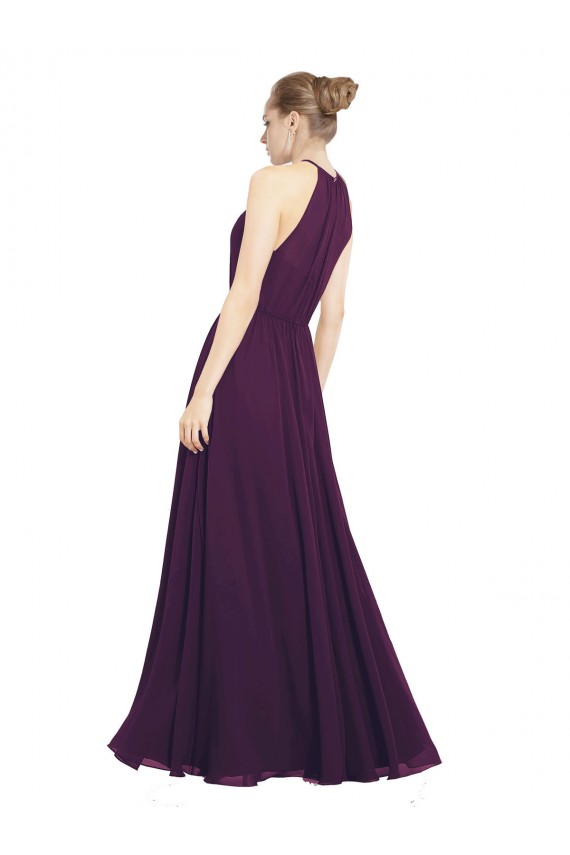 Traube A-Linien Neckholder Chiffon Lange Brautjungfernkleider Fabrik
