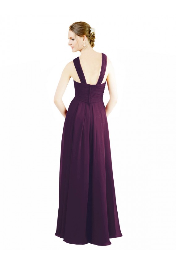 Traube A-Linien Neckholder Chiffon Lange Brautjungfernkleider Fabrik