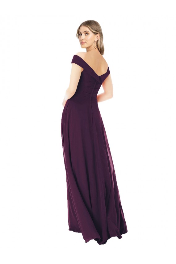 Traube A-Linien Off-Schulter Chiffon Lange Brautjungfernkleider Fabrik