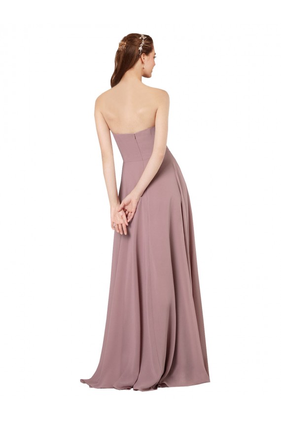 Traube A-Linien Trägerlos Chiffon Lange Brautjungfernkleider Fabrik