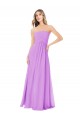 Violett A-Linien Trägerlos Chiffon Lange Brautjungfernkleider Fabrik