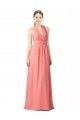 Wassermelone A-Linien Neckholder Chiffon Lange Brautjungfernkleider Fabrik