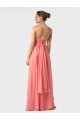Wassermelone A-Linien Neckholder Chiffon Lange Brautjungfernkleider Fabrik