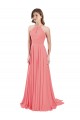Wassermelone A-Linien Neckholder Chiffon Lange Brautjungfernkleider Fabrik