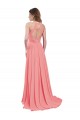 Wassermelone A-Linien Neckholder Chiffon Lange Brautjungfernkleider Fabrik