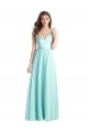 Waterfall A-Linien V-Ausschnitt Chiffon Satin Lange Brautjungfernkleider Fabrik