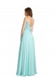 Waterfall A-Linien V-Ausschnitt Chiffon Satin Lange Brautjungfernkleider Fabrik